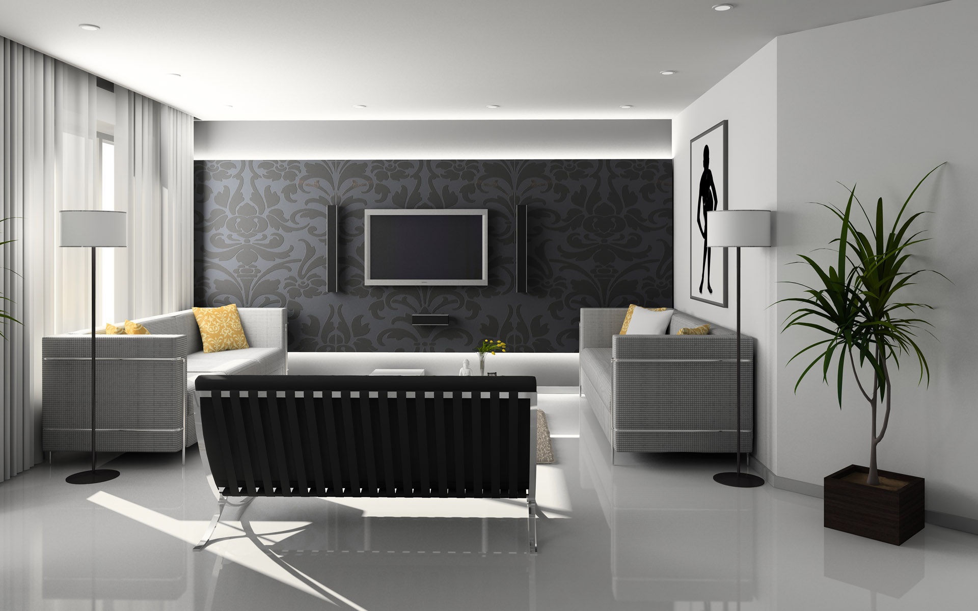 Obývací pokoj dekorace šedá Malíři Natěrači CZ